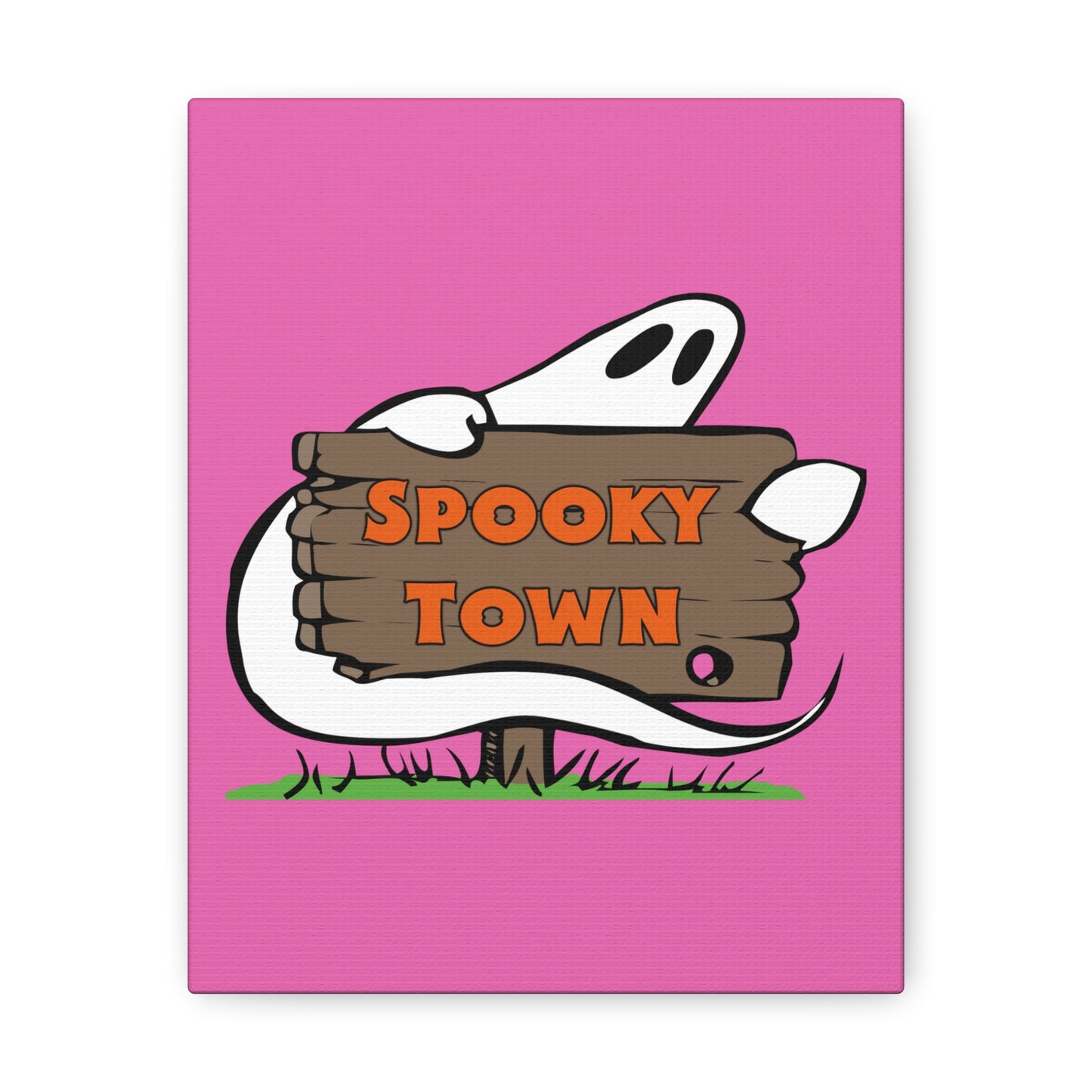 Spooky Town Ghost Sign (Pink) - Spoopy Collection - Canvas Gallery Wraps