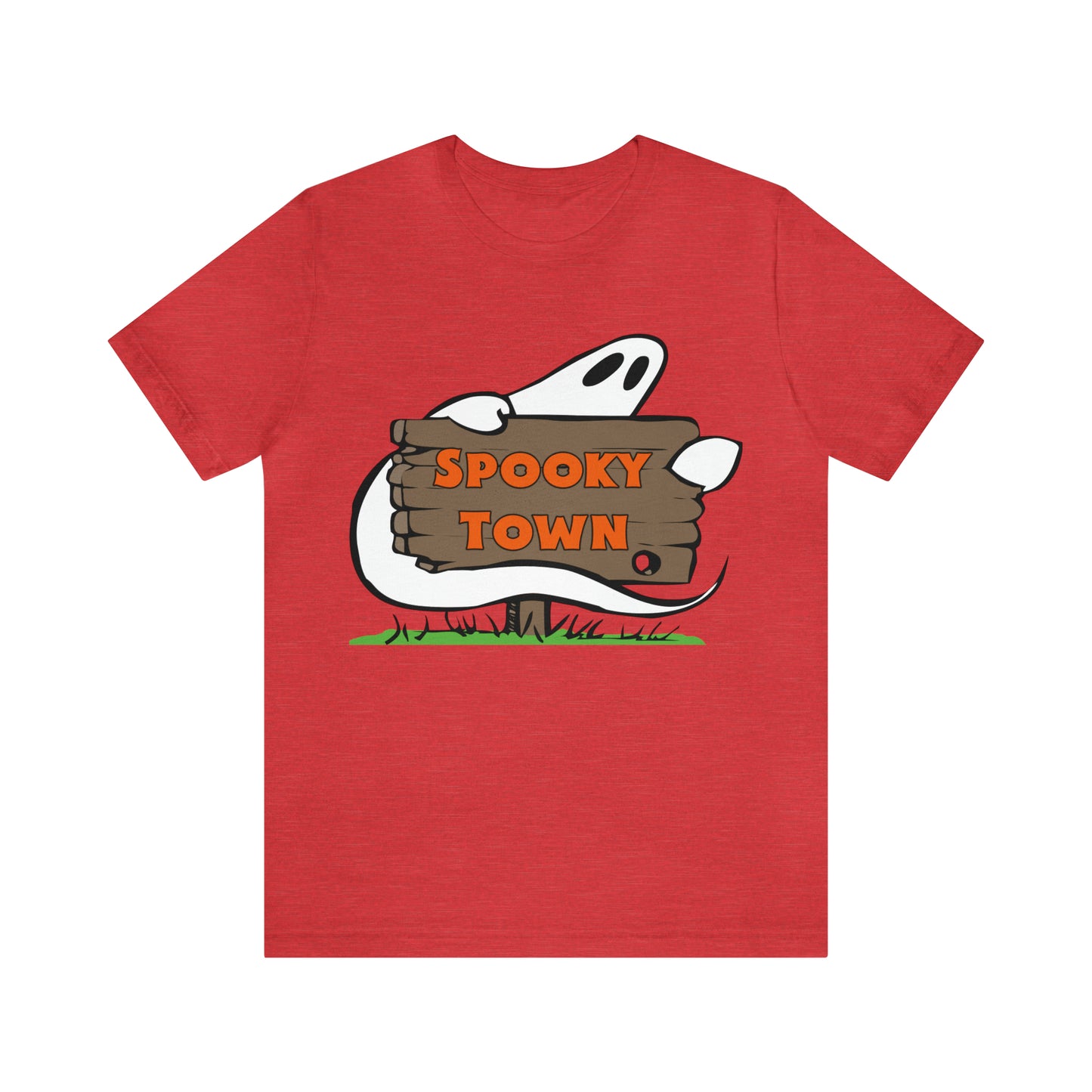 Spooky Town Ghost Sign - Spoopy Collection - Unisex Jersey Short Sleeve Tee
