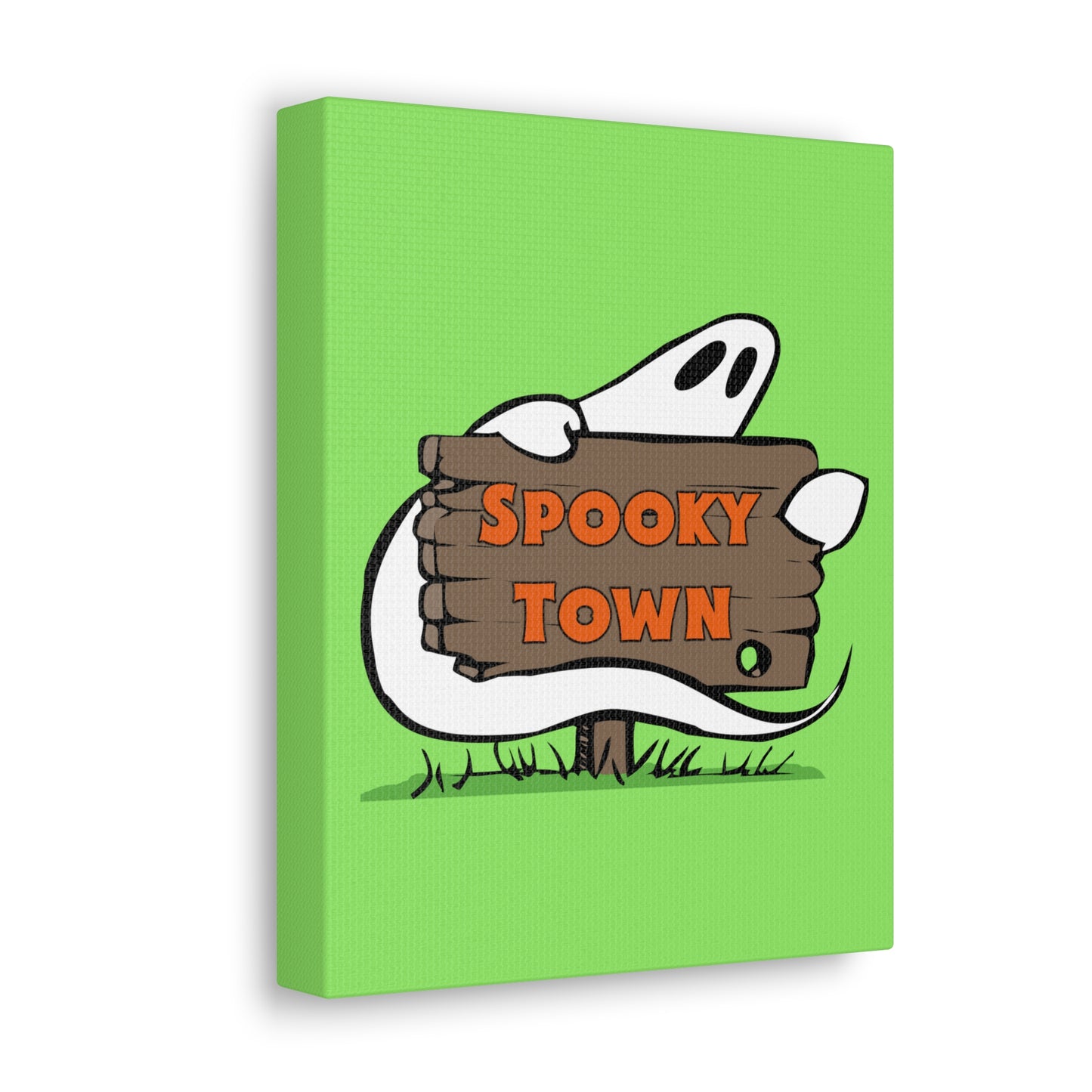 Spooky Town Ghost Sign (Green) - Spoopy Collection - Canvas Gallery Wraps