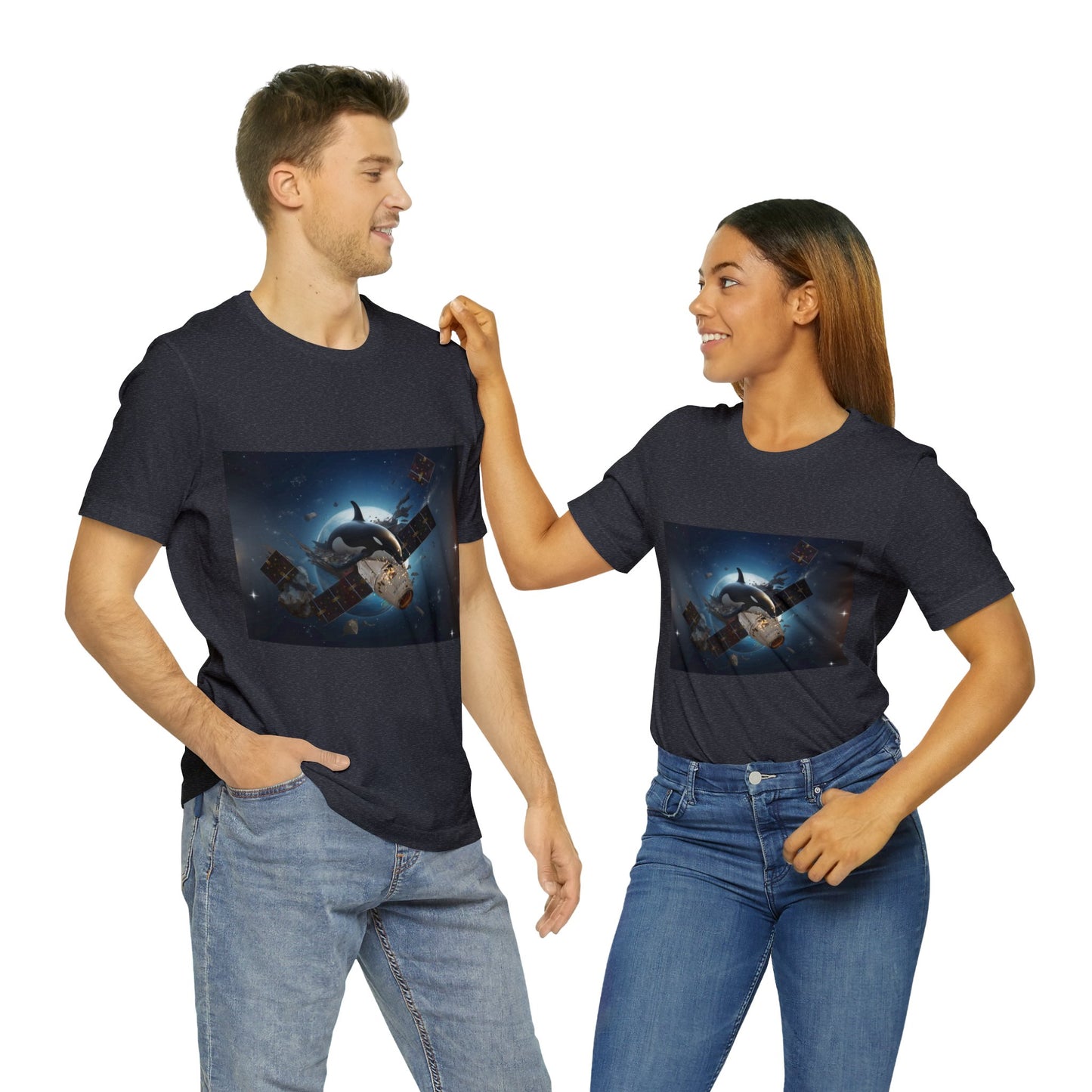 Orca Whales x SpaceX - Orcas Eat the Rich in Space - Unisex Jersey Short Sleeve Tee